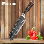 چاقوی آشپزخانه 7 اینچ آشپز چاقوی ابزار ژاپنی Santoku گوشت پاک کن 7Cr17 420 کربن بالا