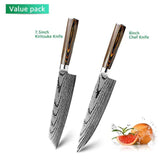 Kitchen Knife Chef Knives Japanese 7Cr17 440C High Carbon Stainless Steel Imitation Damascus Sanding