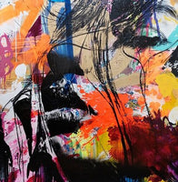 Šiuolaikinis abstraktus grafičio veido akių gatvės meno paveikslas HQ drobės atspaudas sienų menas