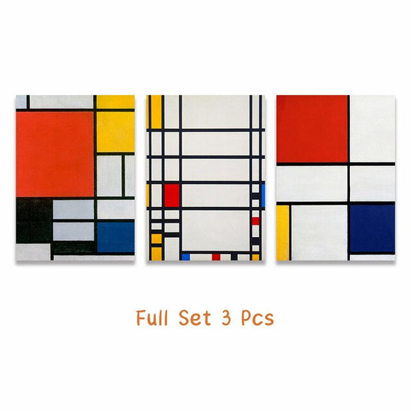 Mondrian Famous Color Block Abstract Style HQ Canvas Print Painting Art
