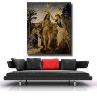 Impressió de lona d'alta qualitat El baptisme de Crist Pòster Giclee de Leonardo Da Vinci Pintura a la pintura