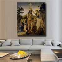 Impressió de lona d'alta qualitat El baptisme de Crist Pòster Giclee de Leonardo Da Vinci Pintura a la pintura