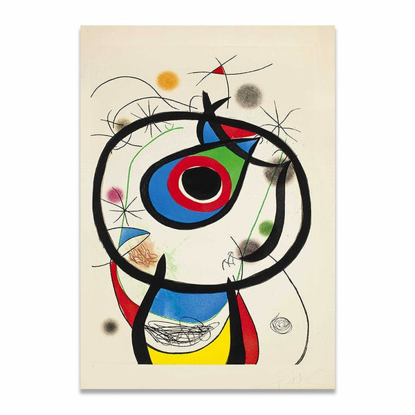 Jean Miro Abstract Style Classic Color Decor Famous Wall Art HQ Canvas Print