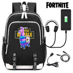 Cool Fortnite Game Canvas Office Student Backpack Outdoor USB Rhyngwyneb
