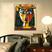 Pablo Picasso Dona amb barret Cubisme Decoració d'art de paret Impressió en lona HQ Obra d'art famosa