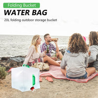 Faltbarer 20-Liter-Wasserbeutel Tragbarer Notfall-Wasserbehälter mit Doppelgriffen für unterwegs. Einfach zu tragender Falteimer