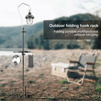 Camping Hanging Rack Holder Multifunction Outdoor Tools Hanging Organizer with Hooks Portable Lantern Lamp Stand Pole Desktop