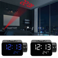 LED Digital Projection Alarm Clock FM Radio Projector Wall Clock Snooze USB Timer Wake Up Clock with Temperature Home Decor