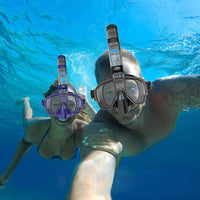 Máscaras de esnórquel de silicona líquida a prueba de agua Anti niebla Gafas de buceo subacuáticas Herramienta de natación con soporte de cámara
