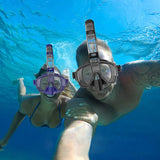 Vattentäta flytande silikon Snorkelmasker Anti-dimma undervattensdykarglasögon Simverktyg med kamerastativ