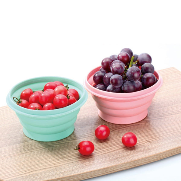 720ML Portable Silicone Water Bowls Lunch Box with Lid for Travel Collapsible Outdoor Picnic Folding Fruit Salad Dish