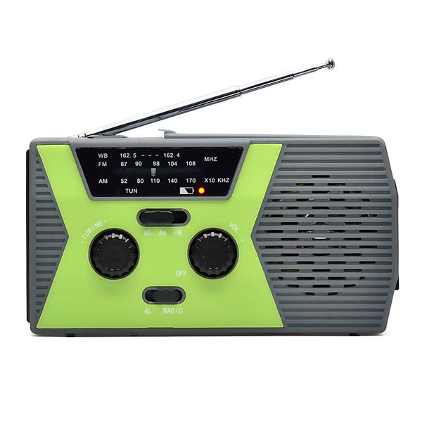 Emergency AM FM Radio Hand Crank Battery Operated Solar Radio with LED Flashlight Desk Lamp 2000mAh Charger SOS Alert