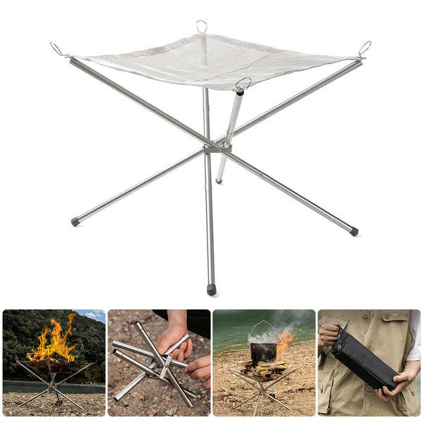 Outdoor Folding Camping Wood Burner Picnic Camping Fire-Burning Detachable Barbecue Grill Bonfire Stove Wood Stove