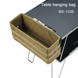 Camping Table Side Storage Bag Multifunctional Folding Canvas Iron with Hook Outdoor Picnic Desk Cookware Lamps Hanging Bag Camp