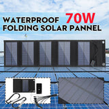 Panel solar portátil de 70 W Banco de energía solar plegable 5 V 2A Salida USB Cargador de batería solar impermeable para teléfono al aire libre