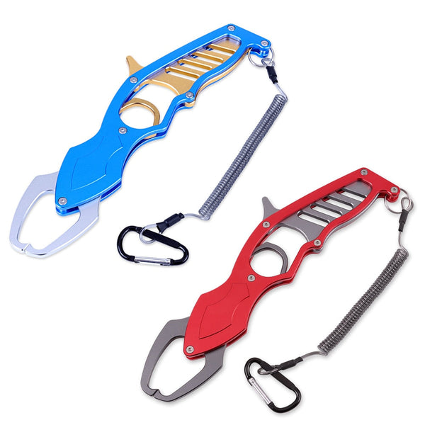 Fish Grabber Plier Controller Aluminum Alloy Fishing Gripper Gear Tools Grip Tackle Holder Fish Clamp with Rope Fishing Tongs