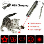 Pet Laserpointer USB wiederaufladbarer roter Laser UV-Licht Taschenlampe Lustige Katze Chaser Stick Interactive Laser Pen Pointer Katzenspielzeug