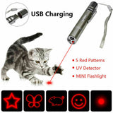 Pet Laser Pointer USB Rechargeable Red Laser UV Light Flashlight Funny Cat Chaser Stick Interactive Laser Pen Pointer Cat Toys