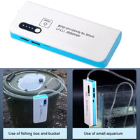 Akvario USB Oksigena Pumpilo Ultra Silenta Aŭto Oksigenita Fiŝujo Fiŝkaptado AC/DC Litio-Baterio Ŝargado Aera Pumpilo Subĉiela Fiŝkaptado