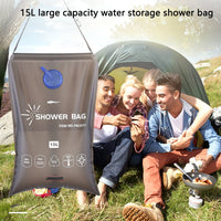 15L Portable Shower Bag with Switch Hose and Plastic Head Large Capacity Water Storage for Camping Outdoor Hiking Picnic Washing