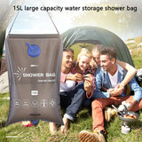 15L Portable Shower Bag with Switch Hose and Plastic Head Large Capacity Water Storage for Camping Outdoor Hiking Picnic Washing