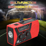 AM FM радио за итни случаи Соларно радио со батерии со рачно рачно копче со LED светилка за работна маса ламба 2000 mAh Полнач SOS предупредување