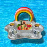 Xwediyê kûpaya binermî Rainbow Floating Beer Drink Cooler Mase Bar Tray Coaster Swimming Pool Beach Float Bathing Toy