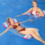 Aufblasbare schwimmende Wasserhängematte Striped Pool Beach PVC Luftmatratze Bett Lounger Chair Sunbath Beach Recliner