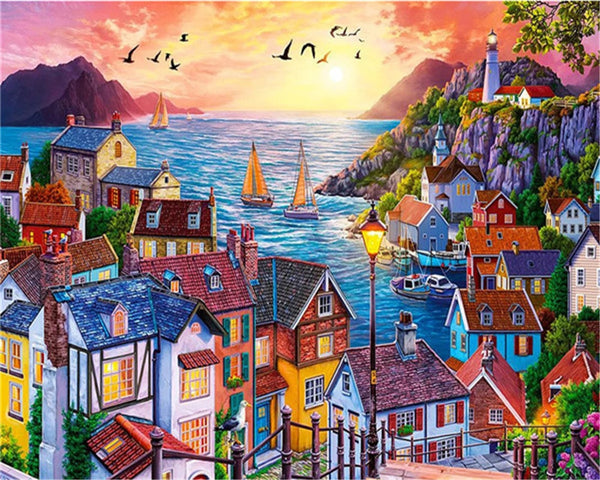 DIY Paint By Number HandPainted Painting Drawing On Canvas Art Gift DIY Painting By Numbers City Landscape Kits Home Decor