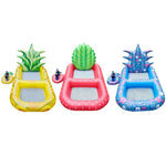 Uppblåsbar pool flytande luftmadrasser ananas jordgubbsform simbassäng luftsoffa flytande stol med mugghållare