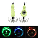 60g Glowing Luminous Artificial Bait with Squid Jigs Hook Lifelike Simulation Fishing Lures Tackle Outdoor Night Fish Accessorie