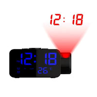 LED цифров прожекционен будилник FM радио проектор Стенен часовник Snooze USB таймер Часовник за събуждане с температура Декор за дома