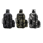 Paquete de botella de caza y pesca, mochila con honda en el pecho, bolso cruzado, mochila para aparejos de pesca de hombro al aire libre