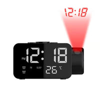 Ψηφιακό Ξυπνητήρι LED Ψηφιακής προβολής Ραδιοπροβολέας FM Ρολόι τοίχου Snooze Χρονοδιακόπτης USB Ρολόι αφύπνισης με θερμοκρασία Διακόσμηση σπιτιού