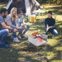 Estufa de leña de acero inoxidable para acampar al aire libre, fogata portátil plegable para hoguera, suministros de cocina para campamento al aire libre