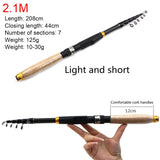 1.8m 2.1m 2.4m 2.7m 3.0m 3.6m  Spinning Fishing Rod M power Hard Telescopic Carbon Fiber Travel pole wooden handle Fishing rod