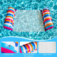 Portable Pool Hammock Floats Inflatable Multi Purpose Vertical Striped Hammock Water Floaties for Adults Leisure