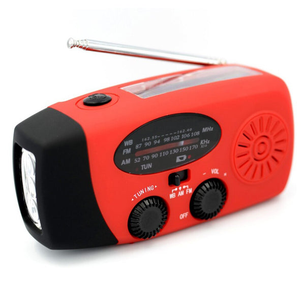 Solar Hand Crank RADIO Receiver Mini Portable AM/FM/WB Weather Radio With Multifunctional Flashlight Emergency Power supply/Bank