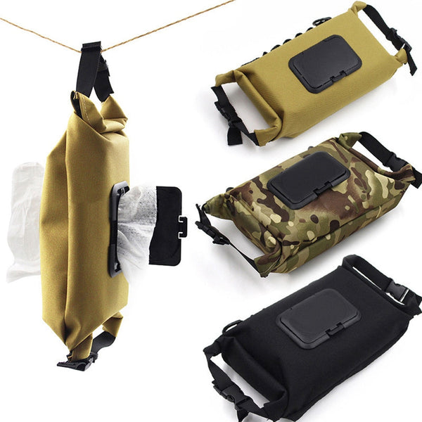 Outdoor Camping Hiking Wet Tissue Box Portable Waterpoof Hanging Portable Tissue Bag Canvas Dispenser Hanging Storage Holder