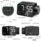 Ceas cu alarmă cu proiecție digitală cu LED, radio FM, proiector, ceas de perete, amânare, temporizator USB, ceas de trezire cu temperatură, decorațiuni interioare