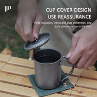 Titanium Outdoor Cup Camping Mug Picnic Utensils Tableware Lightweight Outdoor Cooking Equipment Hiking Tableware