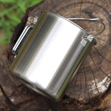 750ml Ultralight Stainless Steel Outdoor Water Cup Utensils with Lids Folding Handle Portable Camping Mug Hiking Heating Cup
