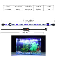 18–58 cm akvariumo apšvietimas LED vandeniui atsparus žuvų bako laikiklis povandeninis apšvietimas panardinamoji lempa augalų auginimo lempa 90–260 V