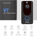 智能IP 1080P电话门铃门铃摄像头为公寓红外报警无线安全对讲WIFI视频门从EKEN V7