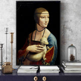 سيدة مع Ermine HQ قماش طباعة لوحات فنية استنساخ ليوناردو دافنشي الشهيرة
