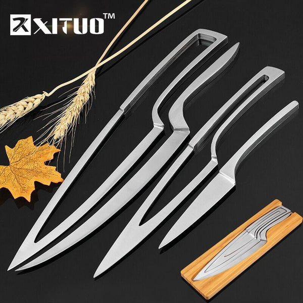Xituo Kitchen Knife 4Pcs Set Multi Cooking Tool Stainless Steel Durable Chef Dining & Bar Unique