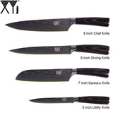 Xyj Kuchyňský nůž Cook Sady Damašek vzor 7Cr17 Nerezová ocel šéfkuchař krájení Santoku Utility