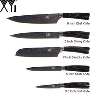 Ganivets de cuina Xyj Conjunts de cuina Patró de Damasc 7Cr17 Xef Xofer d’acer inoxidable Xerrat utilitat Santoku