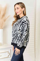 Suéter con estampado de cebra de tamaño completo Heimish