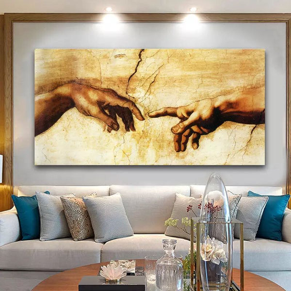 handmade Classical oil Painting Decorative Canvas Art Michelangelo Creation Of Adam (hand painted)
